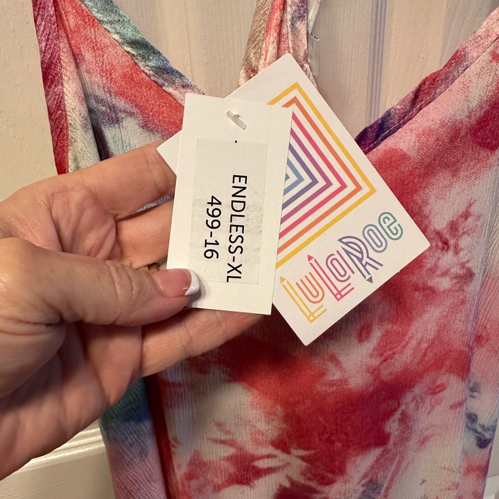 LuLaRoe Red and Blue Endless Dress - Picture 2 of 6